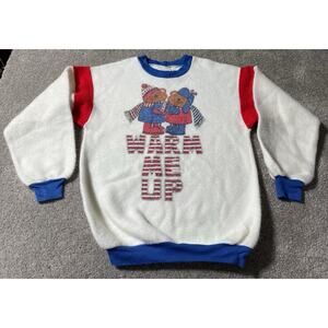 Vintage Jennifer Dale Acrylic Sweatshirt ILGWU AFL-CIO Teddy Bears Petite Medium